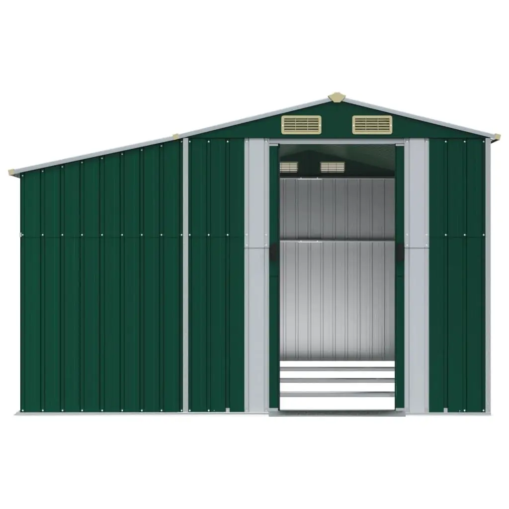 Garden Shed Galvanised Steel Outdoor Storage 277x365.5x179cm Green