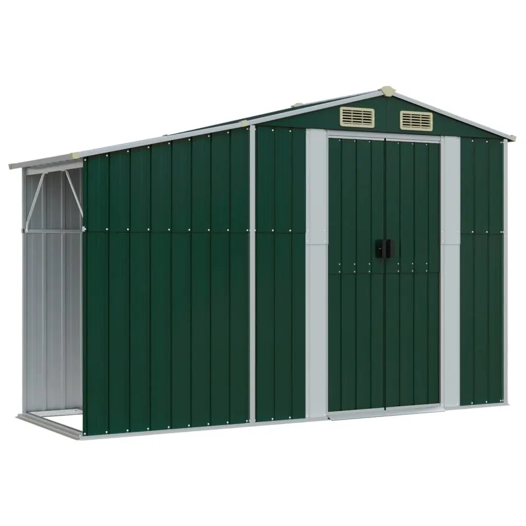 Garden Shed Galvanised Steel Outdoor Storage 277x365.5x179cm Green