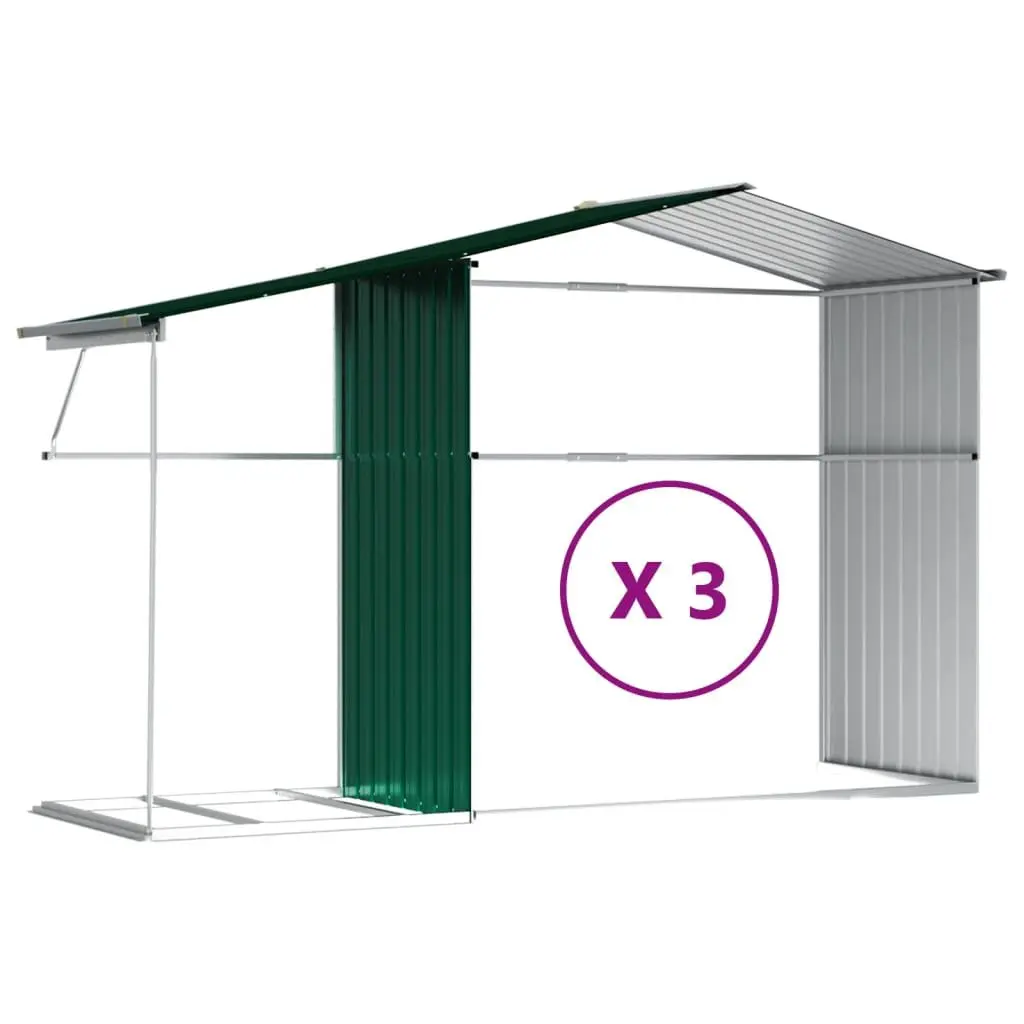 Garden Shed Galvanised Steel Outdoor Storage 277x365.5x179cm Green