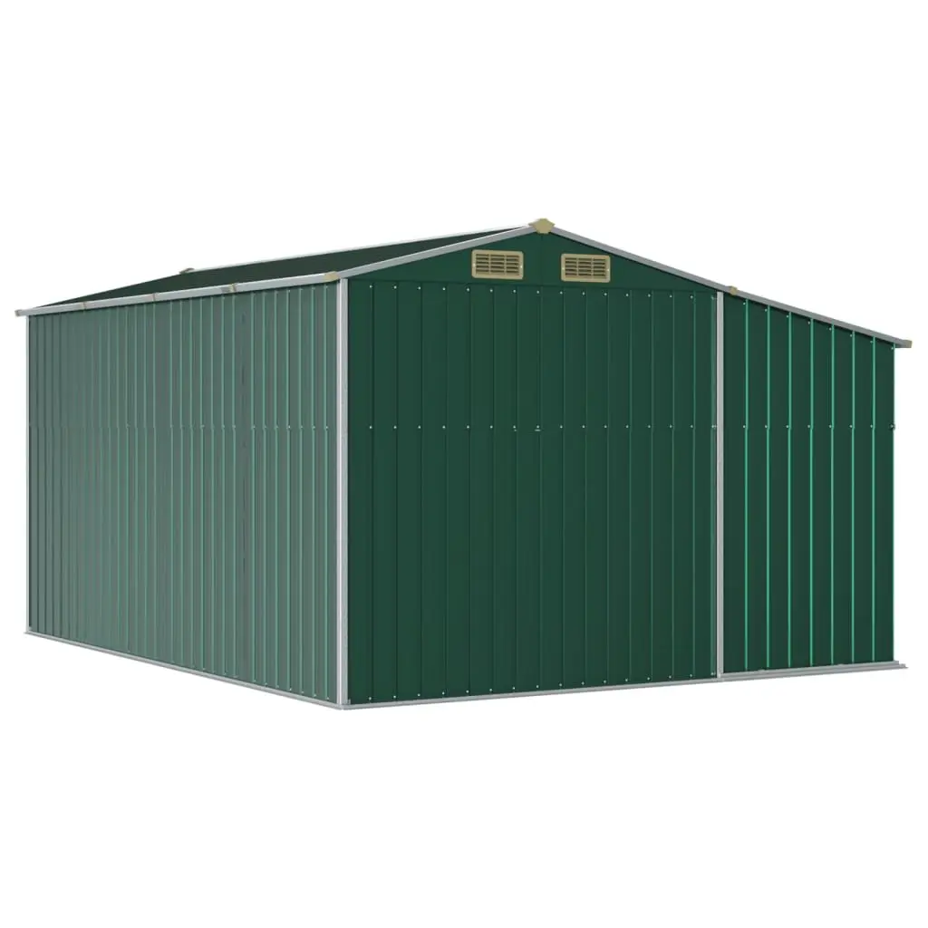 Garden Shed Galvanised Steel Outdoor Storage 277x365.5x179cm Green