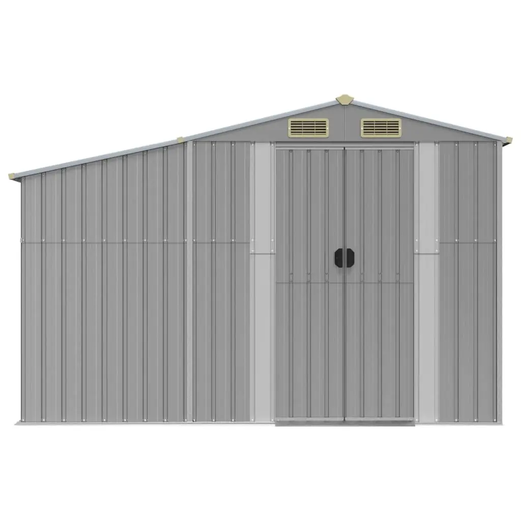 Garden Shed Grey 277x365.5x179cm Galvanised Steel Outdoor Storage Tool House
