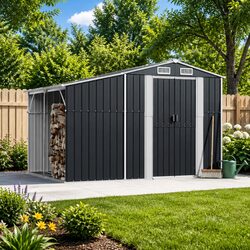 Garden Shed Anthracite 277x192.5x179cm Galvanised Steel Outdoor Storage Tool