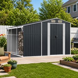 Garden Shed Anthracite 277x279x179cm Metal Storage Outdoor Tools Galvanised