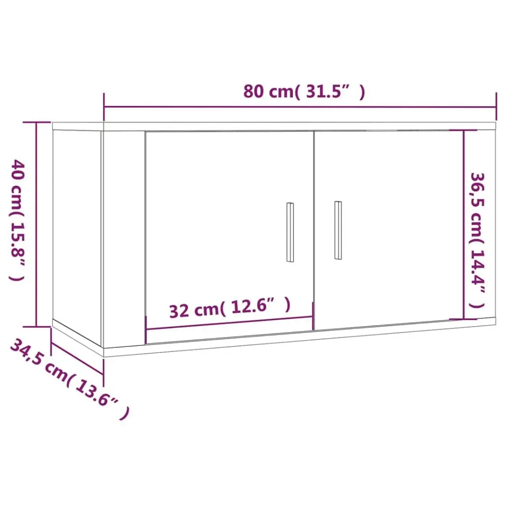 Wall-mounted TV Cabinets Engineered Wood Storage Units 80x34.5x40cm White 2 Piece