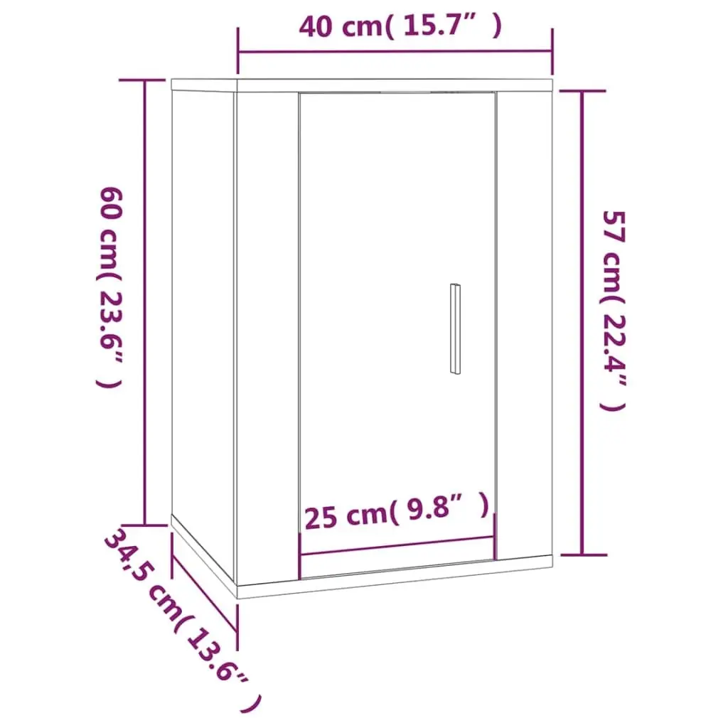 TV Cabinet Set Wall-Mounted Media Storage 2 Piece Grey Engineered Wood