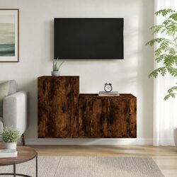 TV Cabinet Set Wall-Mounted Storage Unit Engineered Wood Living Room Furniture