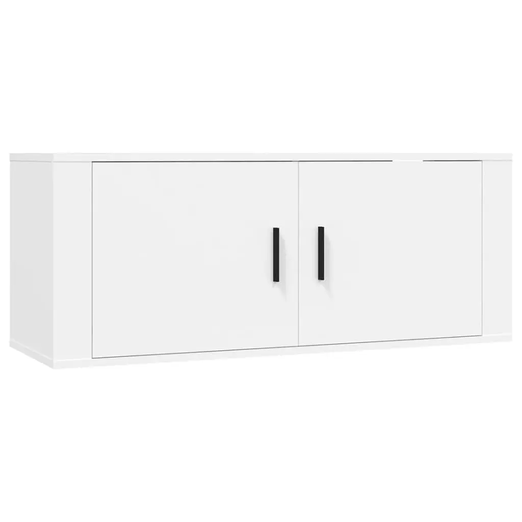 7 Piece TV Cabinet Set Wall Mounted Storage Unit White Engineered Wood Furniture