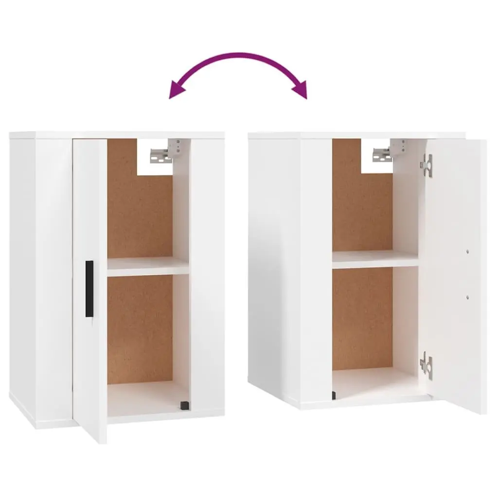 5 Piece TV Cabinet Set Wall Mounted Storage Media Unit White Engineered Wood
