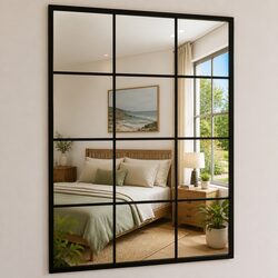 Wall Mirrors 2 Pieces Black 80x60 cm Metal Frame Decor Bedroom Living Room
