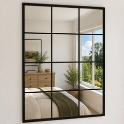 Wall Mirrors 3 Piece Set Black 80x60 cm Metal Frame Hanging Bedroom Living Room