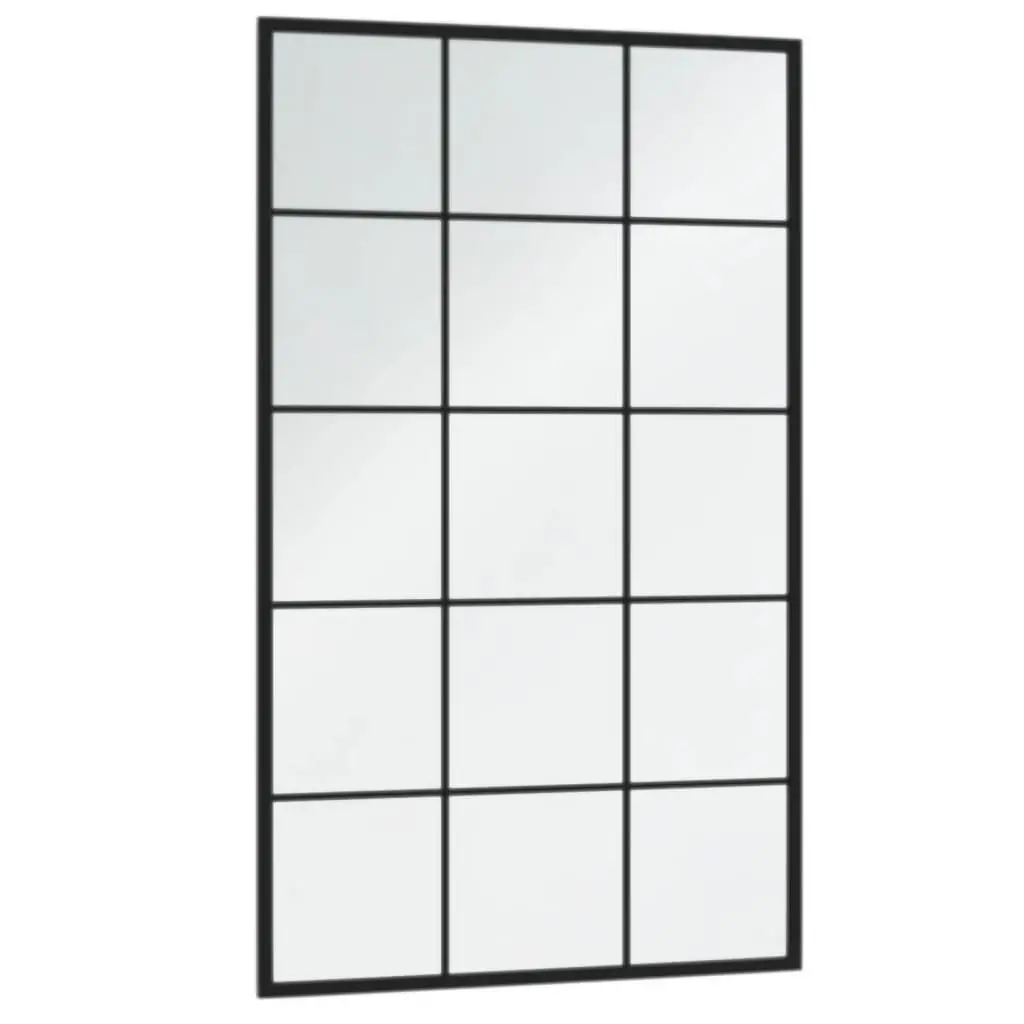 Wall Mirrors 2 pcs Black 100x60 cm Metal Frame Square Mounted