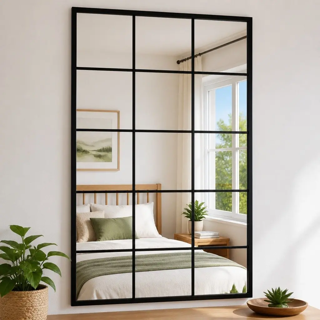 Wall Mirror Black 100x60 cm Set of 4 Pieces Metal Frame Home Decor Bathroom