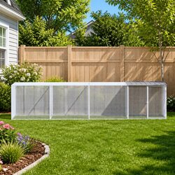 Chicken Cage with Roof Grey 403x98x90cm Galvanised Steel Small Animal Coop