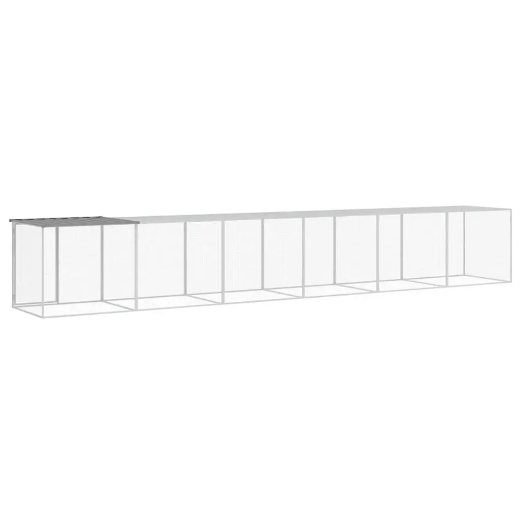 Chicken Cage with Roof Galvanised Steel 603x98x90 cm Grey