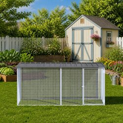 Chicken Cage with Roof Anthracite 203x98x90cm Galvanised Steel Coop Pen House