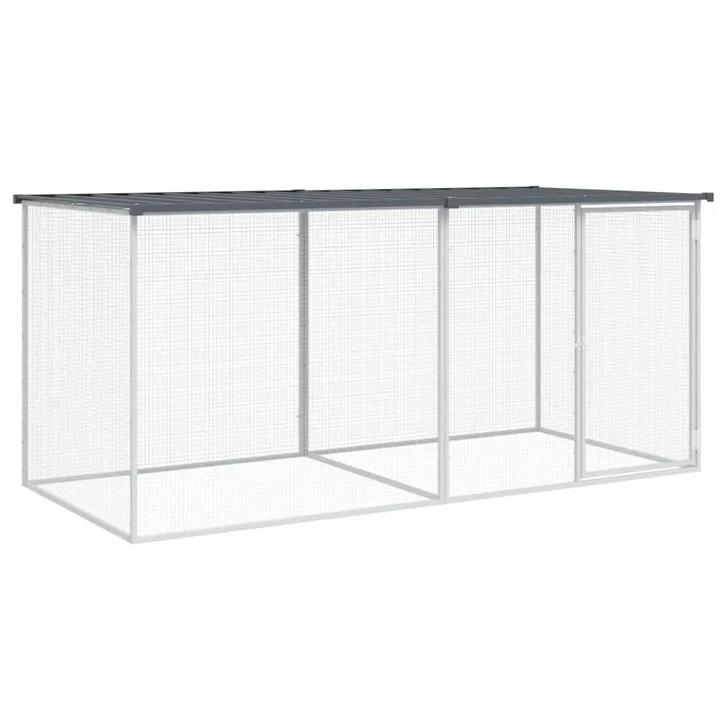 Chicken Cage with Roof Galvanised Steel 203x98x90cm Anthracite