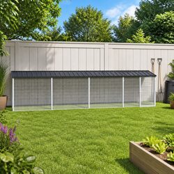 Chicken Cage with Roof Anthracite Galvanised Steel Small Animal Pen Coop House