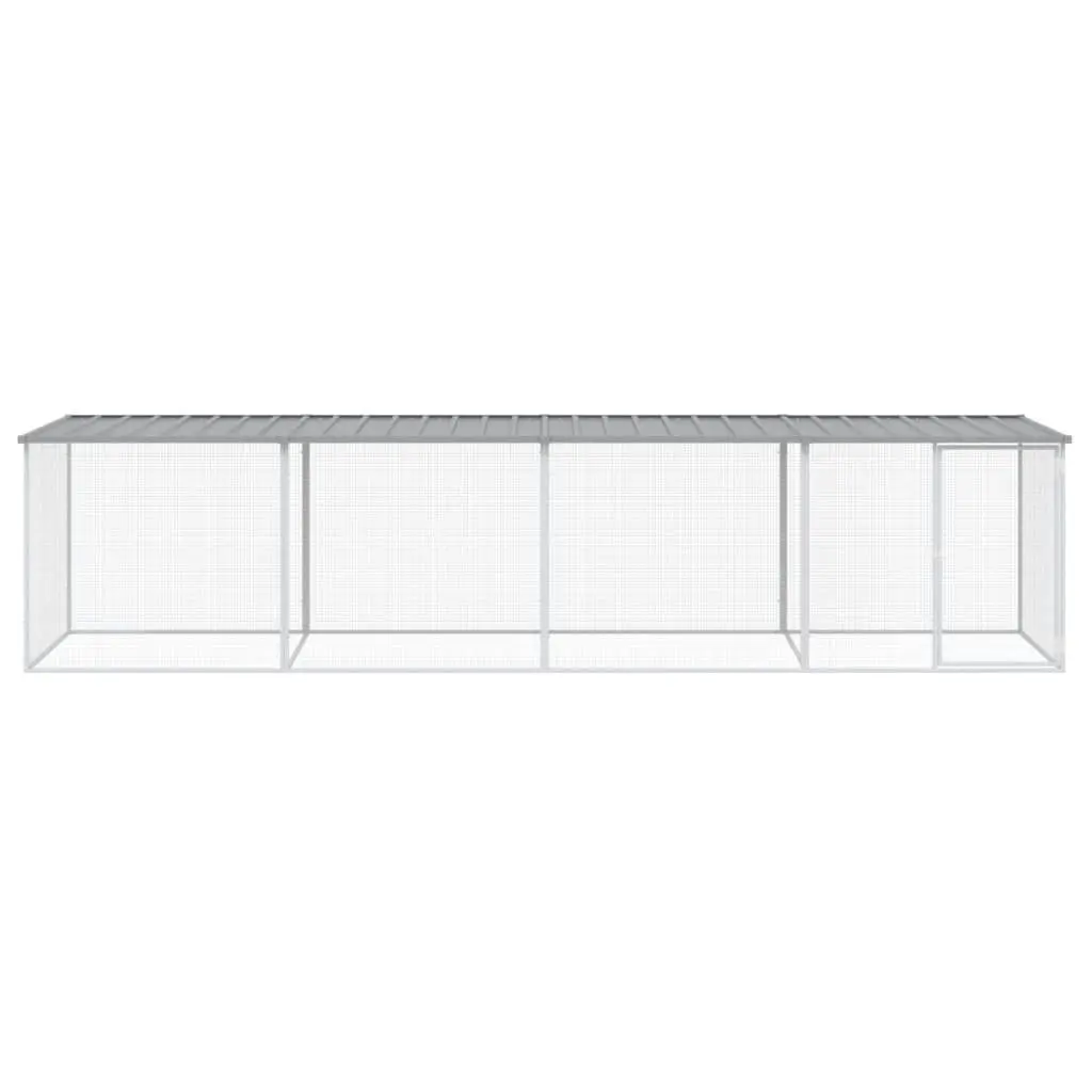 Chicken Cage with Roof Galvanised Steel Small Animal Habitat Grey