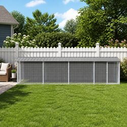 Chicken Cage with Roof Grey Galvanised Steel Small Animal Pen Coop House