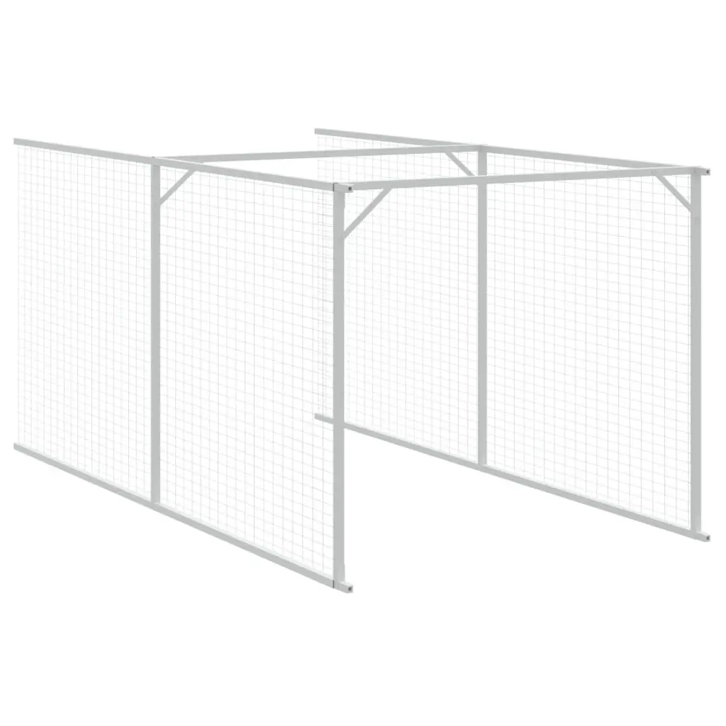 Dog Kennel Galvanised Steel Outdoor House with Run Grey