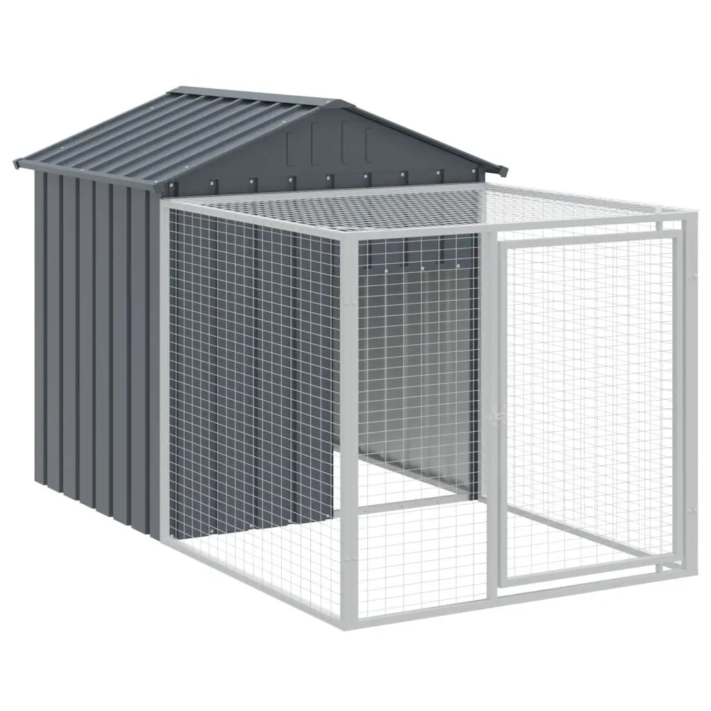 Chicken Cage with Run Galvanised Steel 117x405x123 cm Anthracite