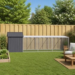 Chicken Cage with Run Anthracite Galvanised Steel Small Animal Habitat Coop