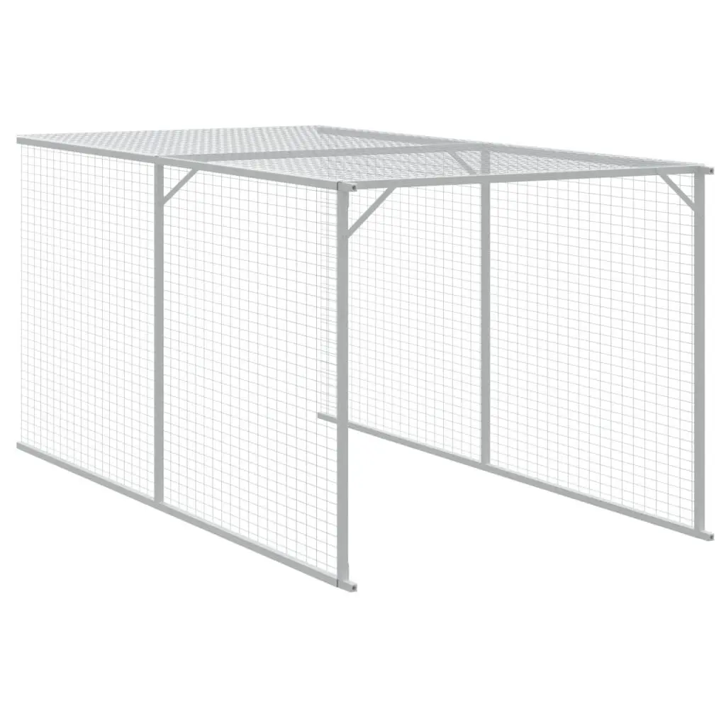 Chicken Cage with Run Galvanised Steel Light Grey