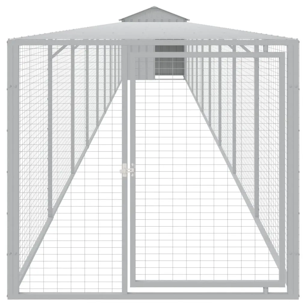 Chicken Cage with Run Galvanised Steel 117x1017x123 cm Grey