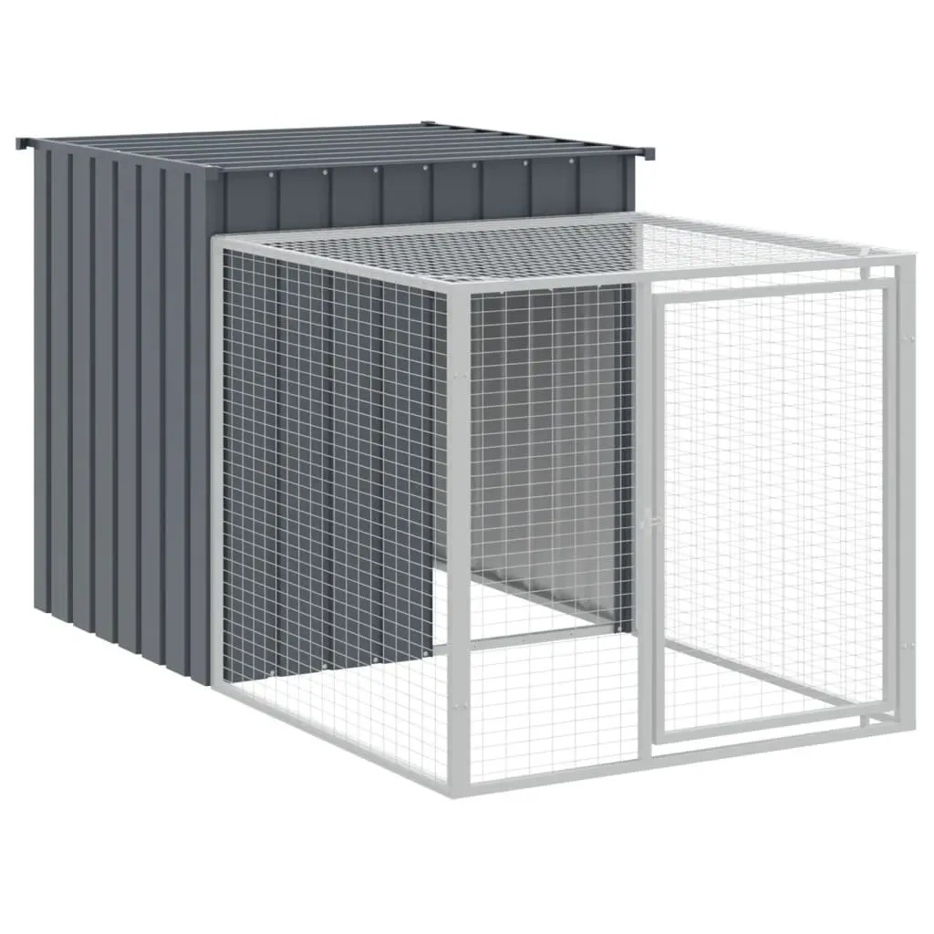 Chicken Cage with Run Galvanised Steel Anthracite Small Animal Enclosure