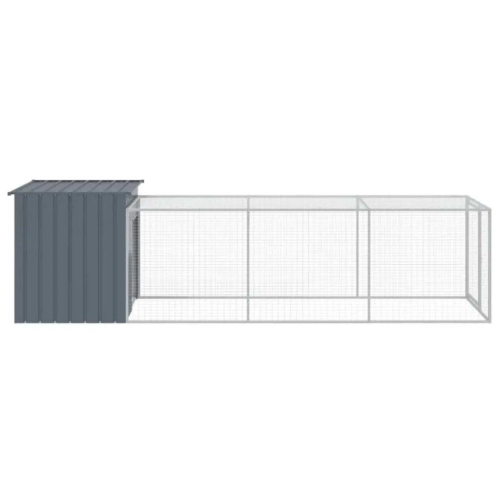 Chicken Cage with Run Galvanised Steel Anthracite Small Animal Enclosure