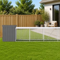 Chicken Cage with Run Anthracite Galvanised Steel Small Animal Habitat Coop