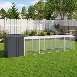 Chicken Cage with Run Anthracite Galvanised Steel Small Animal Habitat Coop