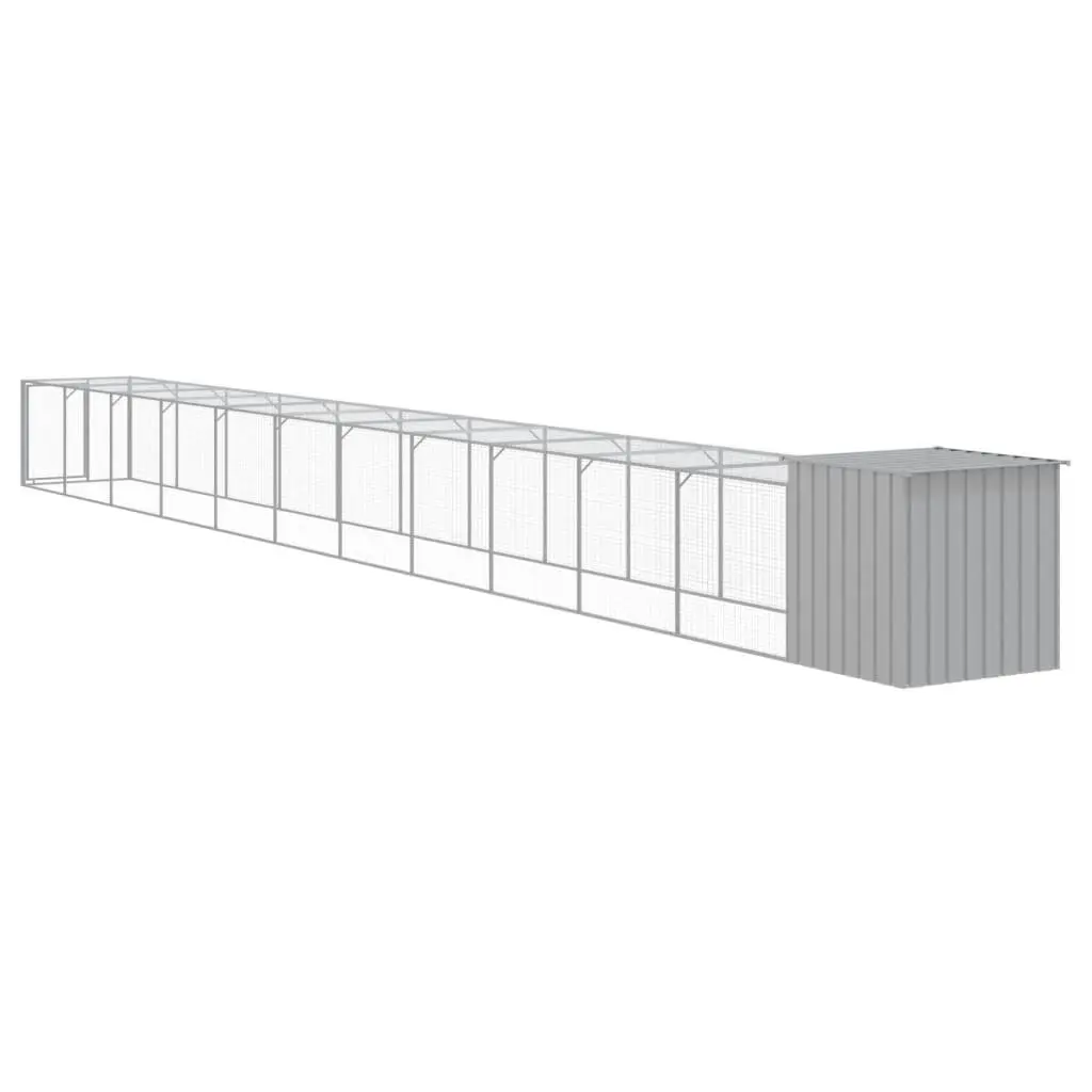 Chicken Cage with Run Galvanised Steel 110x1221x110 cm Grey