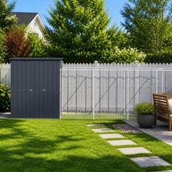 Dog House with Run Anthracite Galvanised Steel Large Outdoor Pet Kennel