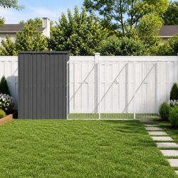 Dog House with Run Anthracite Galvanised Steel Outdoor Pet Kennel Cage Shelter