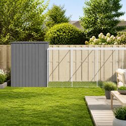 Dog House with Run Outdoor Pet Kennel Mesh Enclosure Grey Galvanised Steel