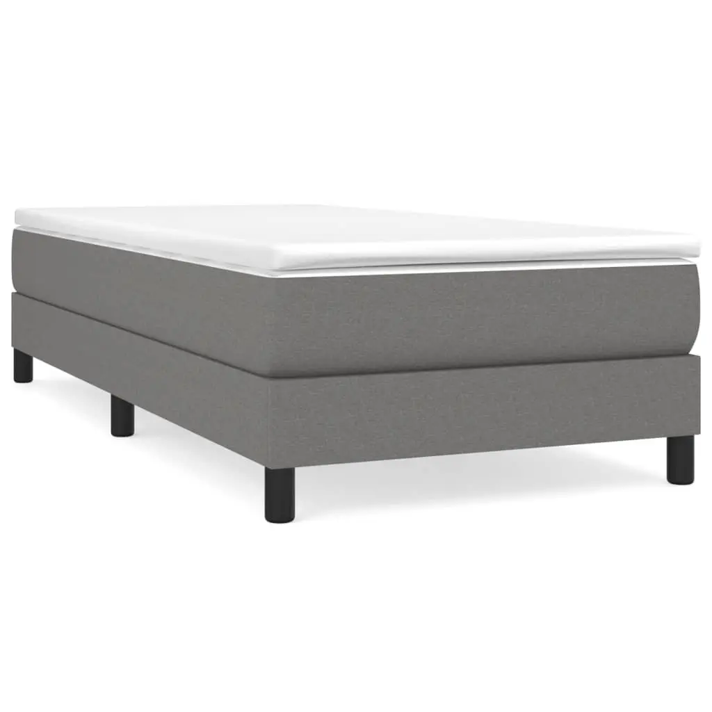 Box Spring Bed Frame King Single Grey Fabric Upholstered