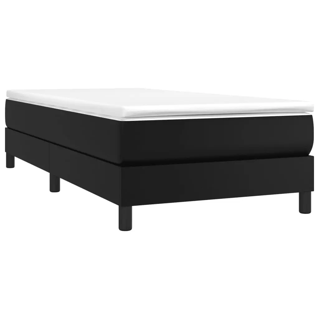 Box Spring Bed Frame King Single Black Faux Leather Upholstered Platform Bed