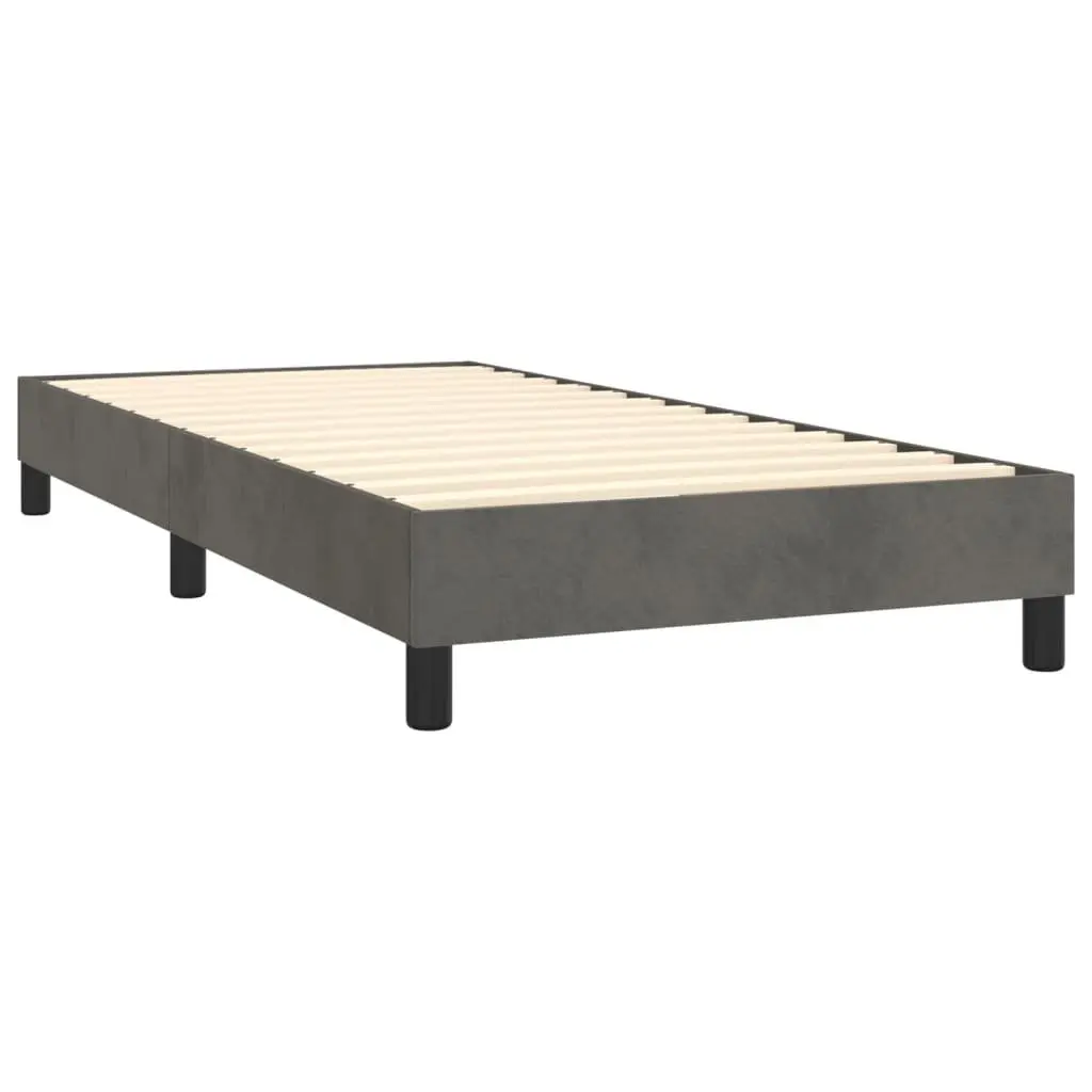 Box Spring Bed Frame King Single Grey Velvet Upholstered Plywood Slats
