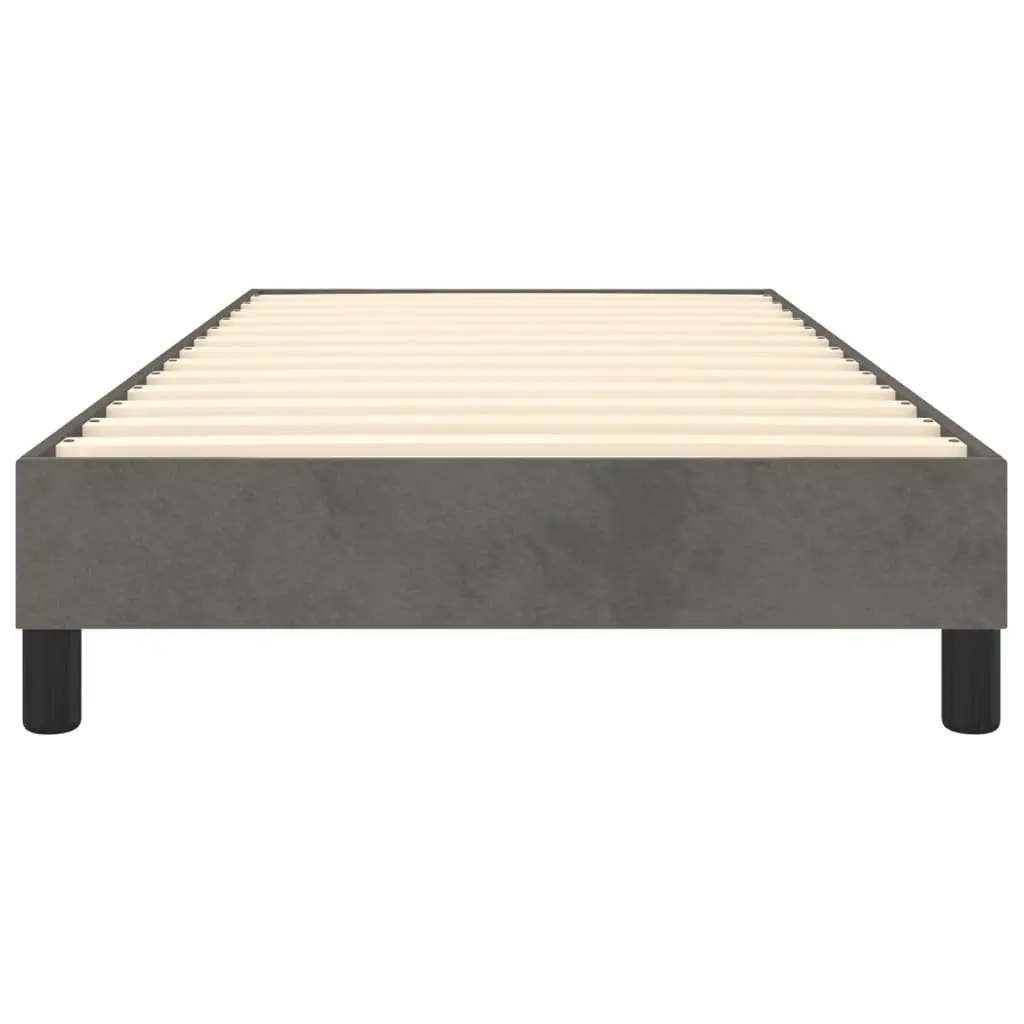 Box Spring Bed Frame King Single Grey Velvet Upholstered Plywood Slats