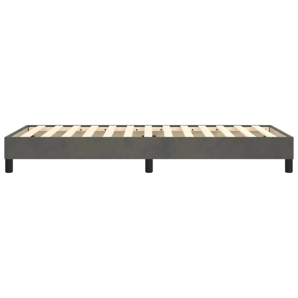Box Spring Bed Frame King Single Grey Velvet Upholstered Plywood Slats
