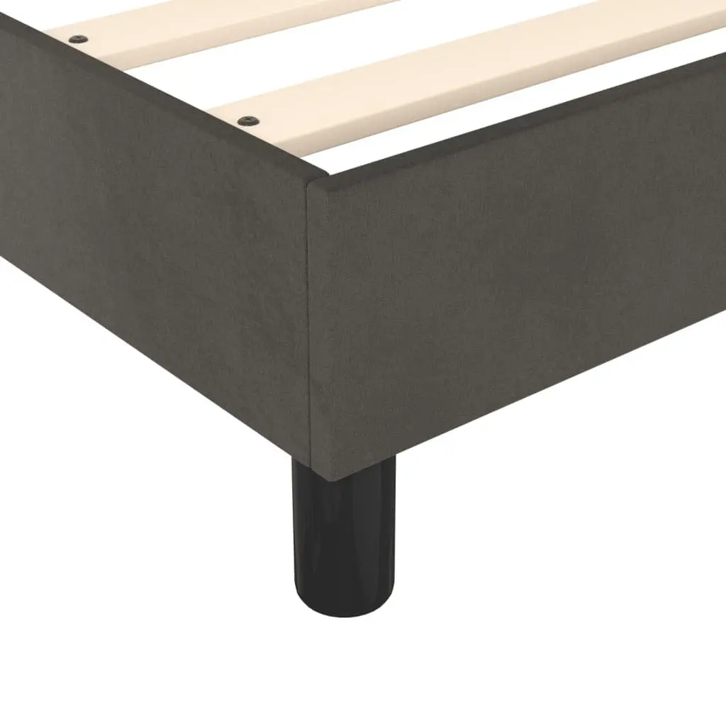 Box Spring Bed Frame King Single Grey Velvet Upholstered Plywood Slats