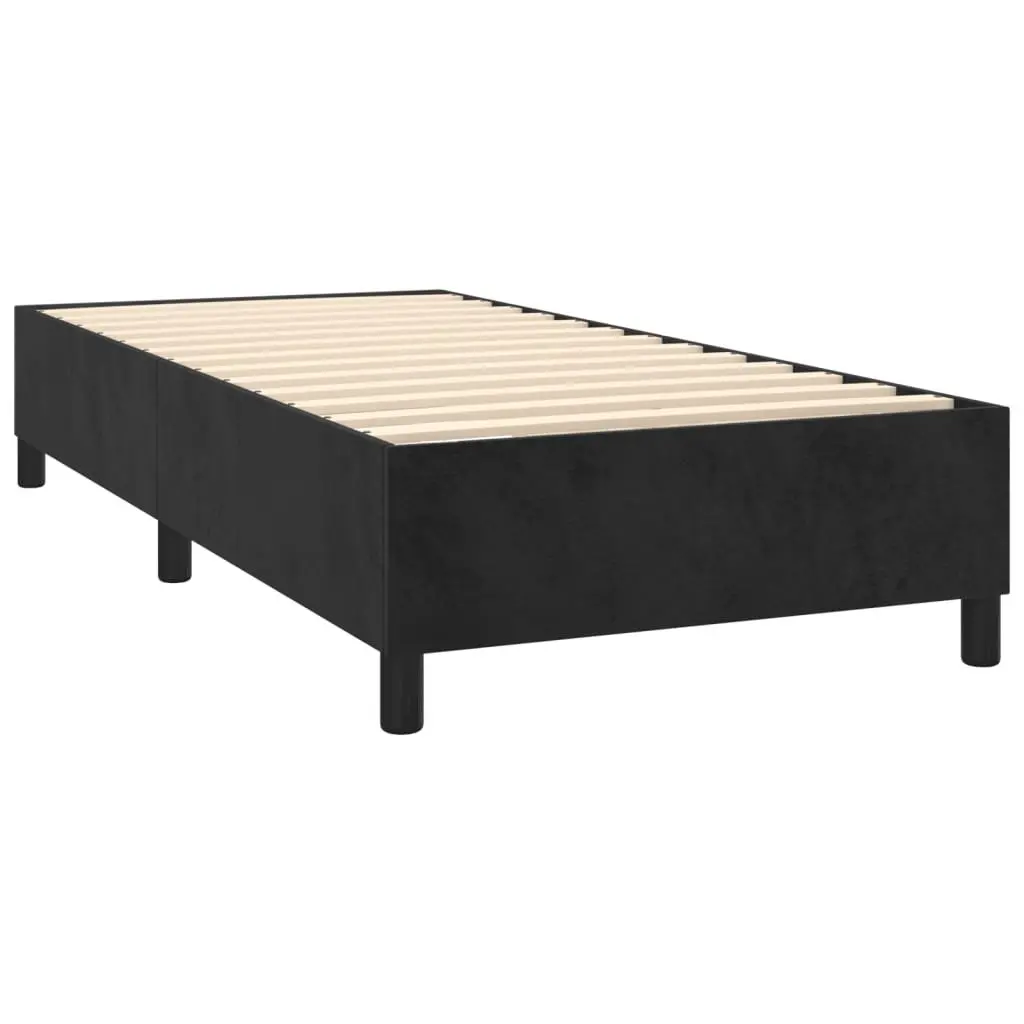 Box Spring Bed Frame Velvet Upholstered King Single Size Black