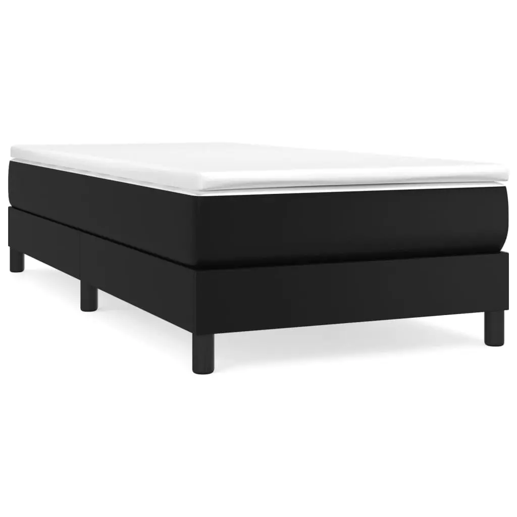 Box Spring Bed Pocket Spring Mattress 100x200 cm Black Faux Leather Frame