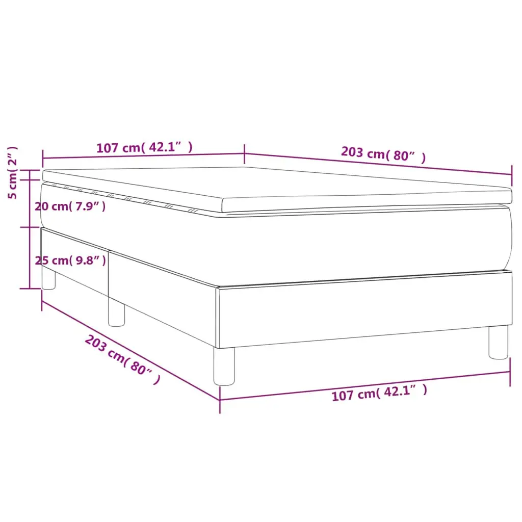 Box Spring Bed Pocket Spring Mattress 100x200 cm Black Faux Leather Frame