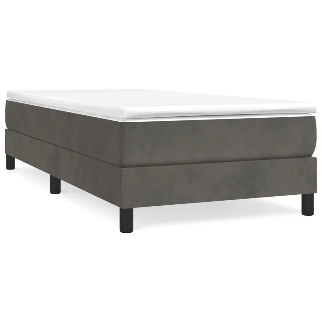 Box Spring Bed with Mattress Grey 100x200 cm Velvet Pocket Spring Upholstered