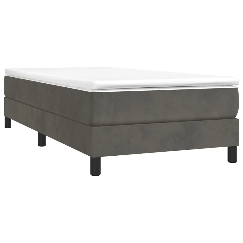 Box Spring Bed with Mattress Grey 100x200 cm Velvet Pocket Spring Upholstered