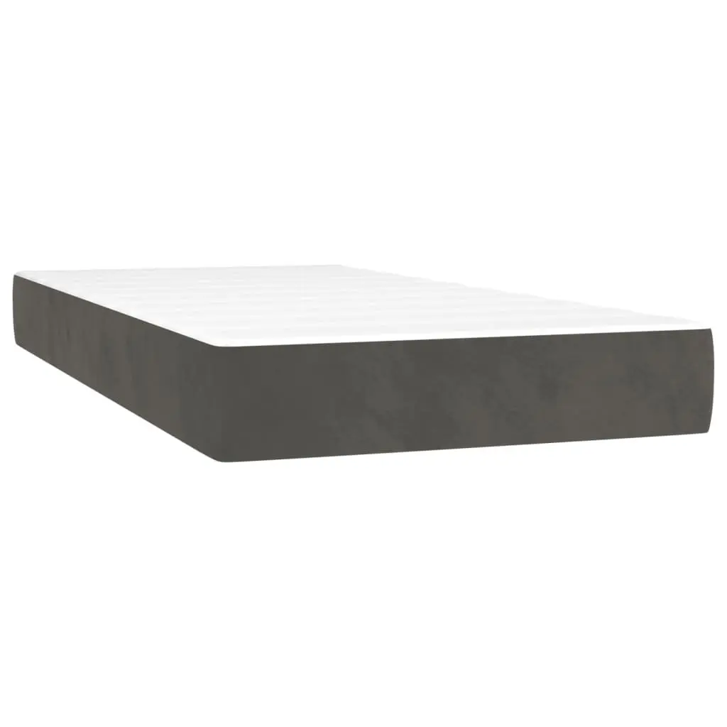Box Spring Bed with Mattress Grey 100x200 cm Velvet Pocket Spring Upholstered
