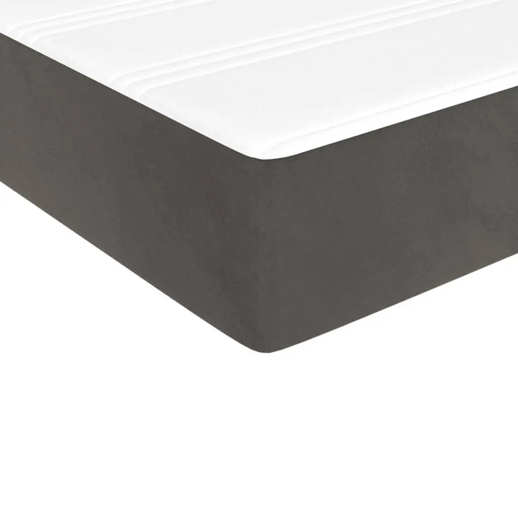 Box Spring Bed with Mattress Grey 100x200 cm Velvet Pocket Spring Upholstered