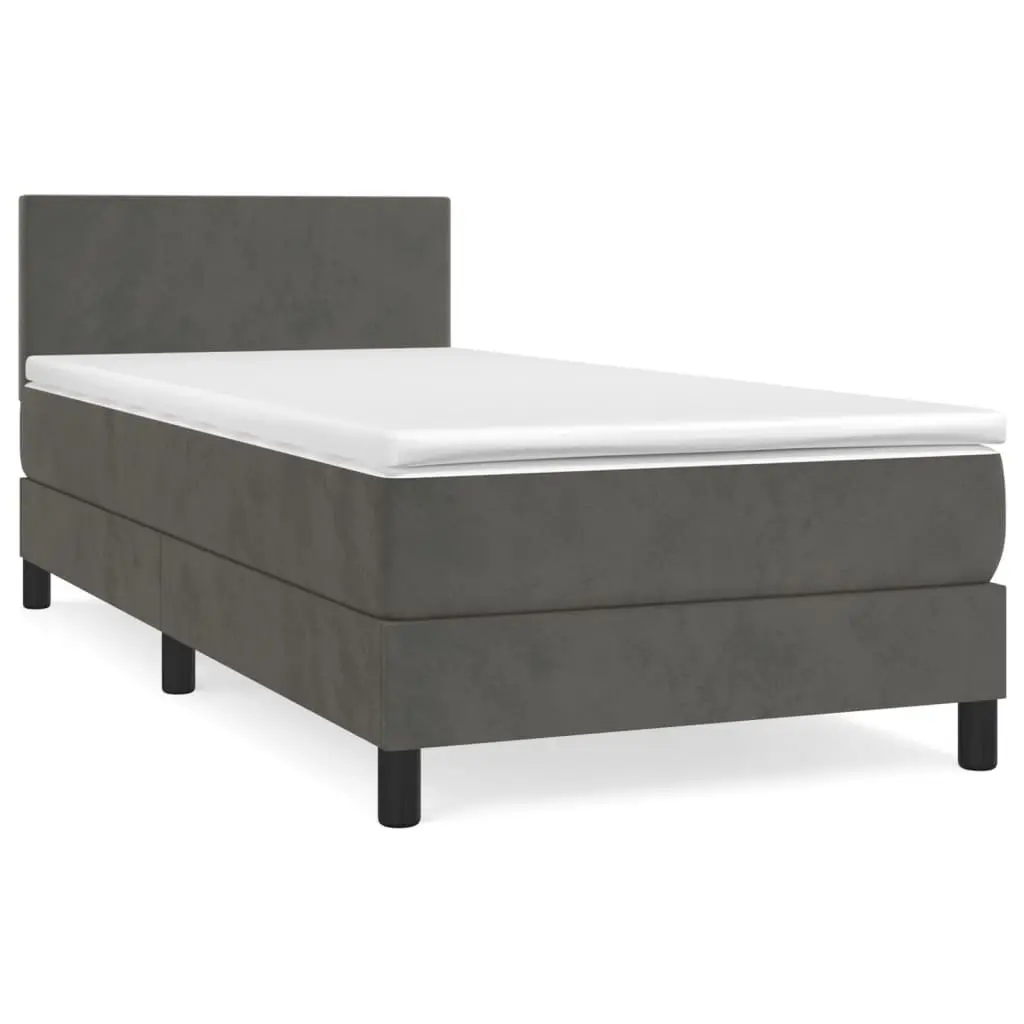 Box Spring Bed with Pocket Spring Mattress Grey Velvet 100x200 cm Adjustable